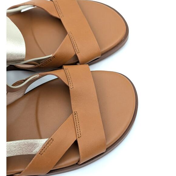 Cole Haan Fawn Women's Slingback Flat Sandal Strappy Tan/Gold Buckle Size 7.5B - Picture 11 of 11